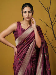 Organza Jamdani Dark Shades Designer Saree