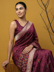 Organza Jamdani Dark Shades Designer Saree