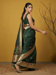 Organza Jamdani Dark Shades Designer Saree