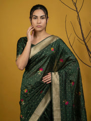 Organza Jamdani Dark Shades Designer Saree