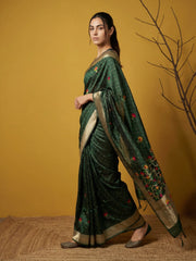Organza Jamdani Dark Shades Designer Saree