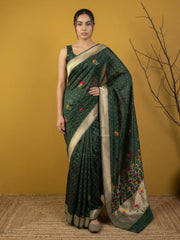 Organza Jamdani Dark Shades Designer Saree