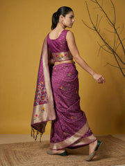 Organza Jamdani Dark Shades Designer Saree