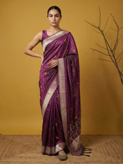 Organza Jamdani Dark Shades Designer Saree