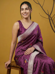 Organza Jamdani Dark Shades Designer Saree
