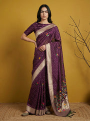 Organza Jamdani Dark Shades Designer Saree