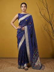 Organza Jamdani Dark Shades Designer Saree