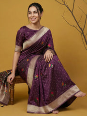 Organza Jamdani Dark Shades Designer Saree