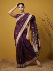 Organza Jamdani Dark Shades Designer Saree