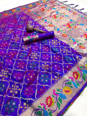 Pure Soft Silk Bandhani Patola Fusion Paithani Saree