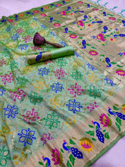 Pure Soft Silk Bandhani Patola Fusion Paithani Saree