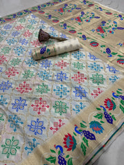 Pure Soft Silk Bandhani Patola Fusion Paithani Saree
