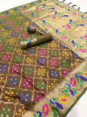 Pure Soft Silk Bandhani Patola Fusion Paithani Saree