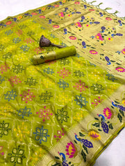 Pure Soft Silk Bandhani Patola Fusion Paithani Saree