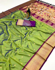 Soft Silk Meenkari Hansraj Paithani Saree