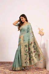 Soft Pure Muga Cotton Paithani Saree