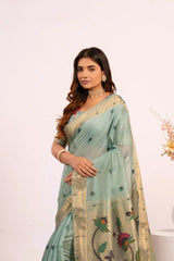 Soft Pure Muga Cotton Paithani Saree