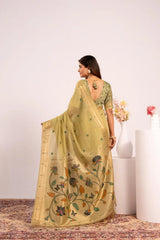Soft Pure Muga Cotton Paithani Saree