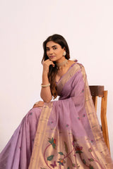 Soft Pure Muga Cotton Paithani Saree