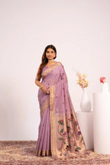 Soft Pure Muga Cotton Paithani Saree
