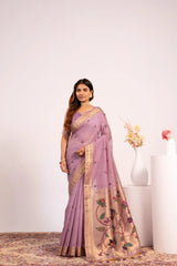 Soft Pure Muga Cotton Paithani Saree