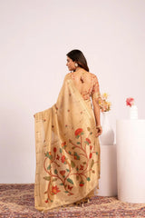 Soft Pure Muga Cotton Paithani Saree