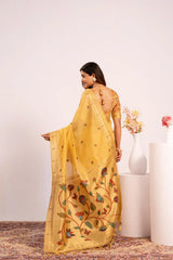 Soft Pure Muga Cotton Paithani Saree