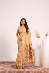 Soft Pure Muga Cotton Paithani Saree