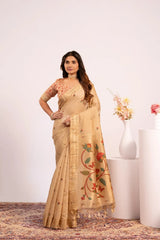 Soft Pure Muga Cotton Paithani Saree