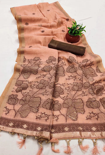 Soft Pure Muga Cotton Rich Flowery Pallu Saree