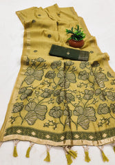 Soft Pure Muga Cotton Rich Flowery Pallu Saree