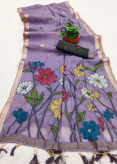 Premium Soft Muga Cotton Rich Flowery Pallu Saree