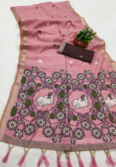 Pichwai Cow Soft Muga Cotton Pallu Saree