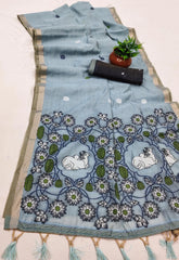 Pichwai Cow Soft Muga Cotton Pallu Saree
