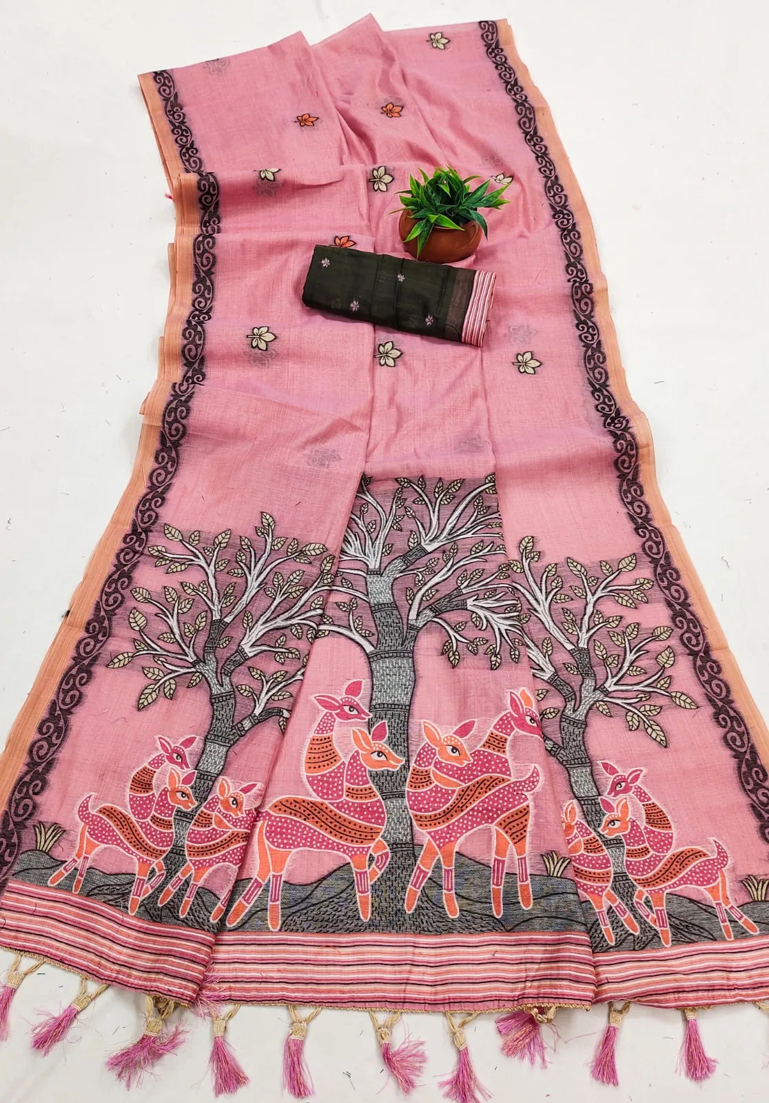 Soft Pure Muga Cotton Rich Pallu Saree
