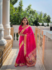 Soft Silk Bindi Muniya Border Paithani Saree