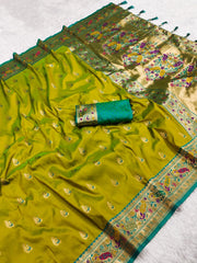 Soft Meenkari Zari Weaving Paithani Silk Saree