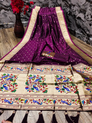 Soft Silk Bindi Muniya Border Paithani Saree