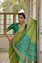 Ikkat Soft Desi Raw Silk Saree