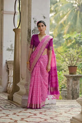 Ikkat Soft Desi Raw Silk Saree
