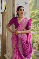 Ikkat Soft Desi Raw Silk Saree