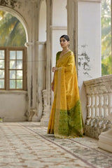 Ikkat Soft Desi Raw Silk Saree