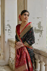 Ikkat Soft Desi Raw Silk Saree