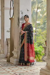 Ikkat Soft Desi Raw Silk Saree