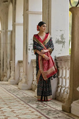 Ikkat Soft Desi Raw Silk Saree