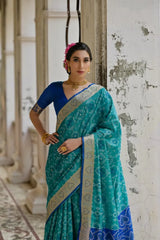 Ikkat Soft Desi Raw Silk Saree