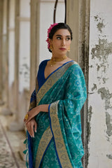 Ikkat Soft Desi Raw Silk Saree