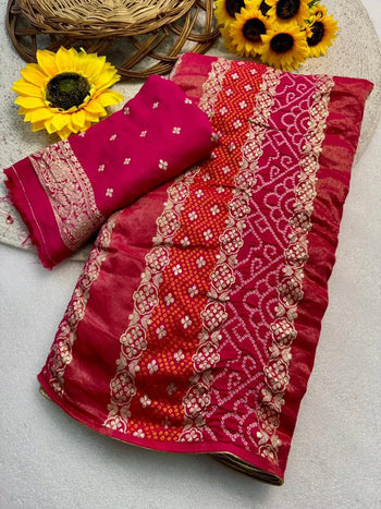 Premium Heavy Dola Silk Jaipuri Concept Bandhani Saree