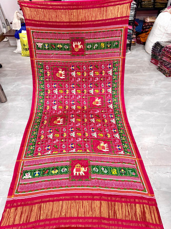 Animal Design Pure Gaji Silk Patola Dupatta