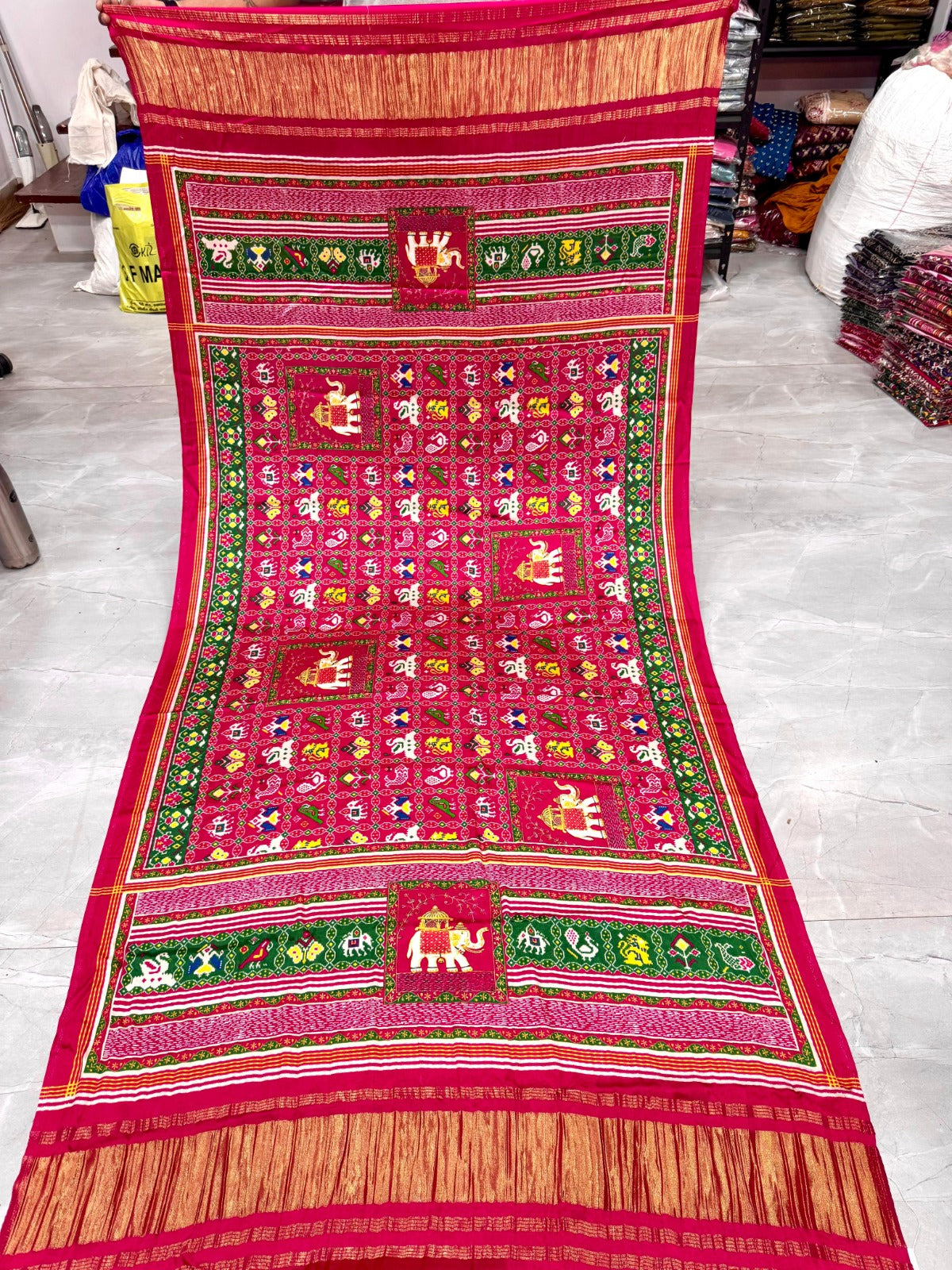 Animal Design Pure Gaji Silk Patola Dupatta